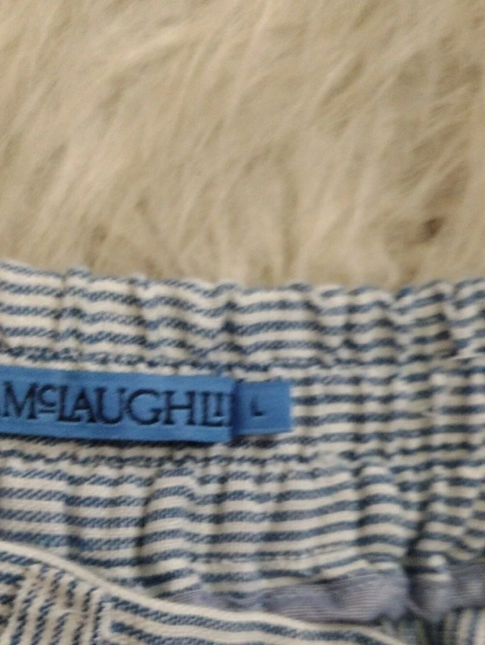 J. McLaughlin Blue & White Striped Linen Pants